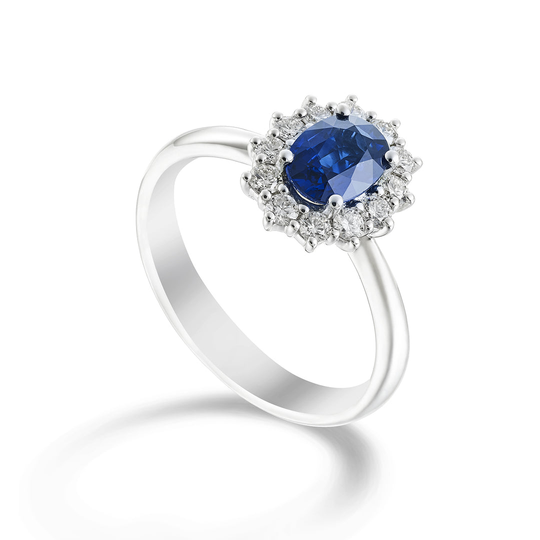 Golay oval sapphire ring 7x5 and 12 contour diamonds ACL1103DIZB75-23255110143