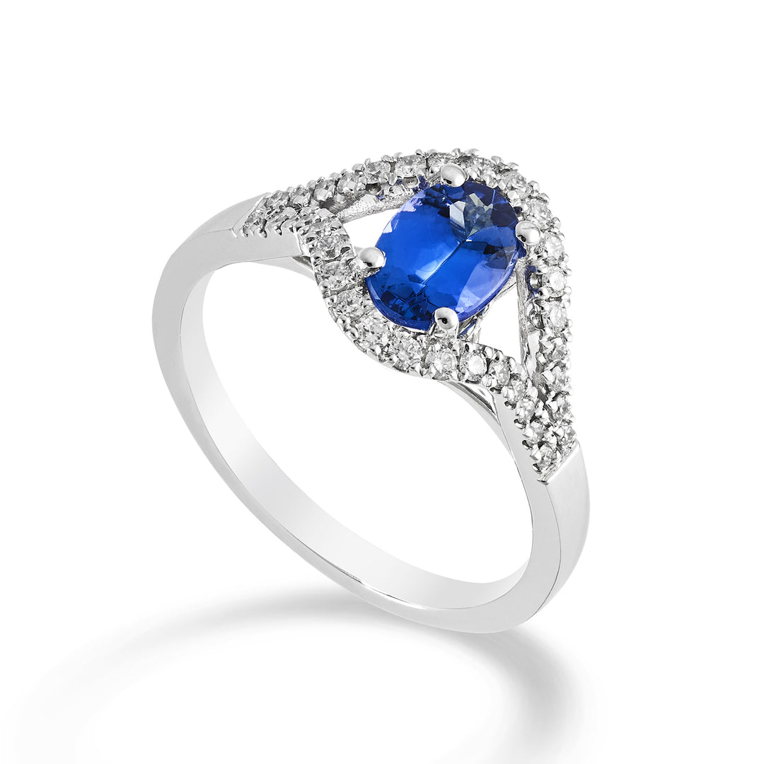 Golay oval tanzanite ring 7x5 and diamond outline ACLC136DTZ75-23348110043