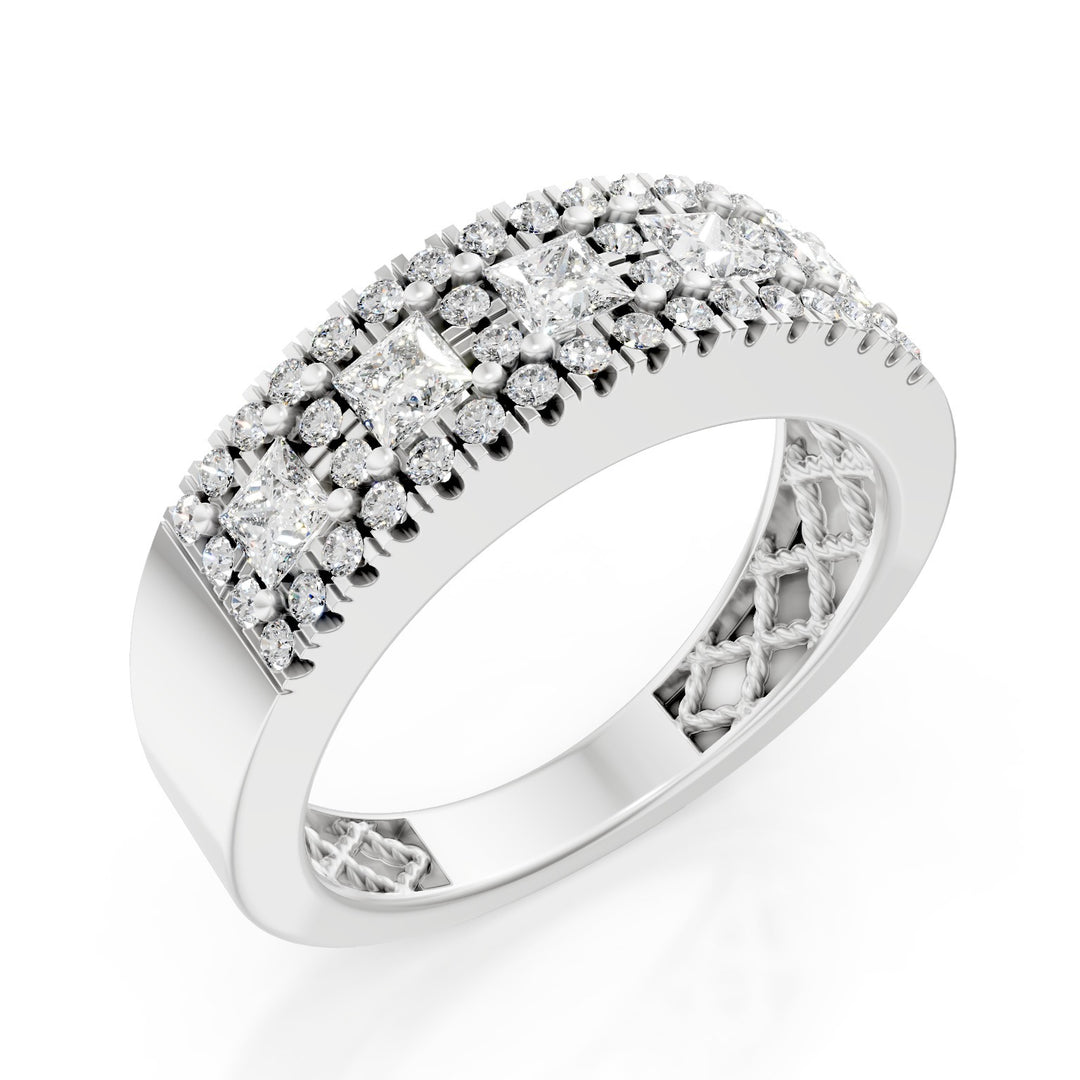 Golay band ring with 5 princess diamonds and contour AFS460D-24179110002