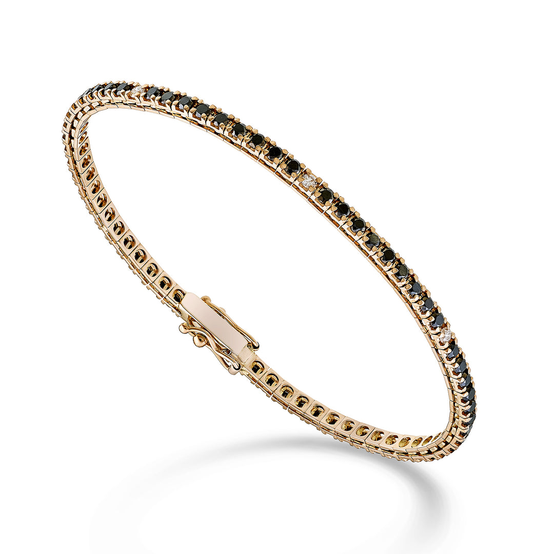 Nihama br tennis 18k black diamonds ct. 2.45 ct diamonds. 0.22 cm.17.5 - 71 settings - stones 2.00mm. 1+11+1 rose gold NBTQ250BKDIO3
