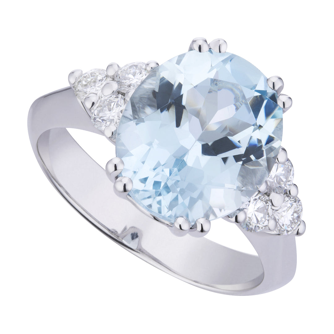 World Diamond Group 9x7 oval aquamarine ring and side diamonds ACLC058DIAQ3-21027110028