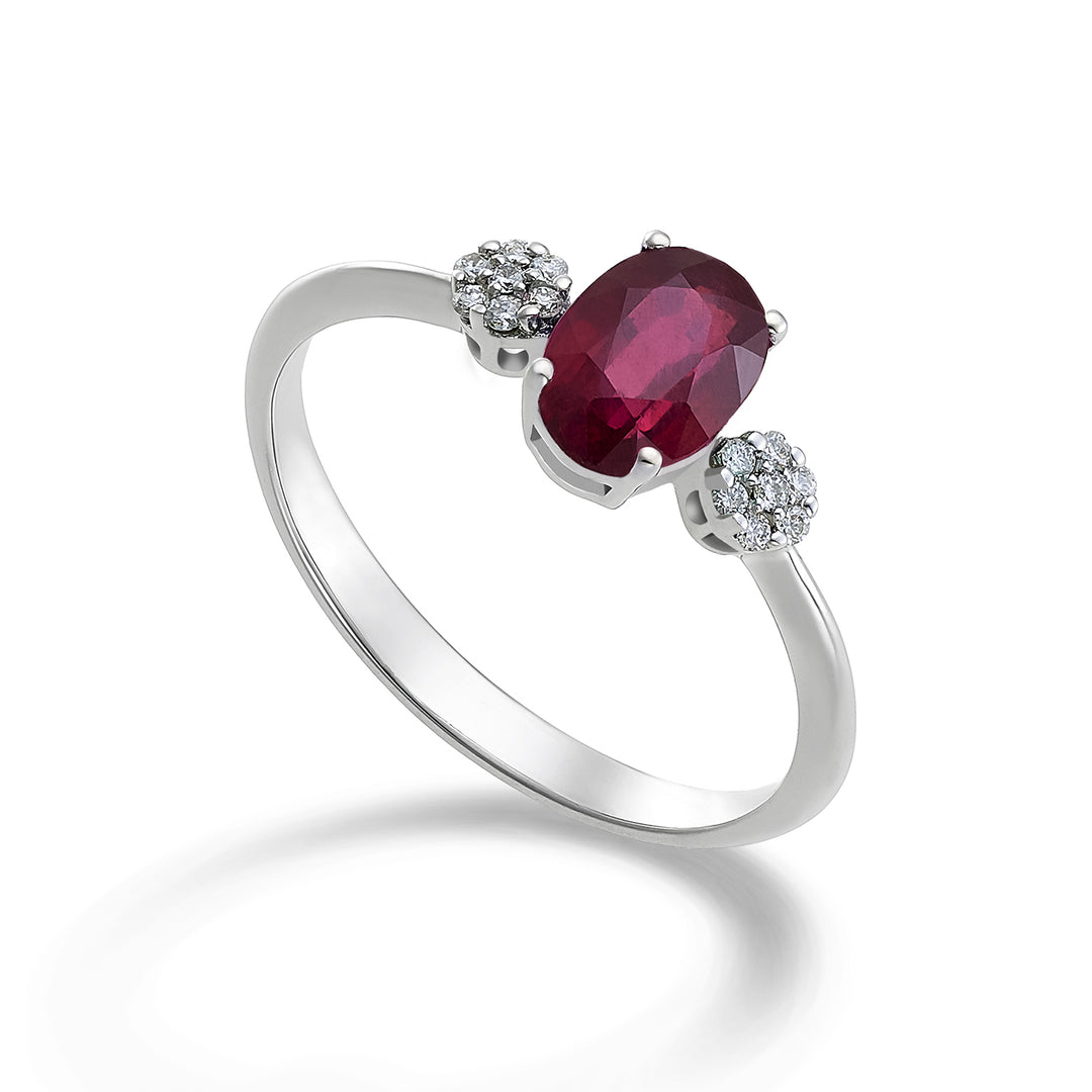 Nihama an 18k oval ruby ​​7x5 ct.0.90 diam. ct.0,08 NA5058O4RBC