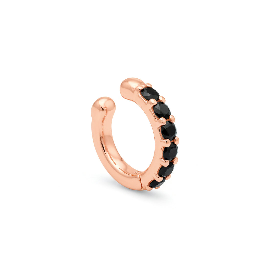 Mikiko or ear cuff 9kt spring with six black diamonds, in rose gold MXDOEC780R3BK030