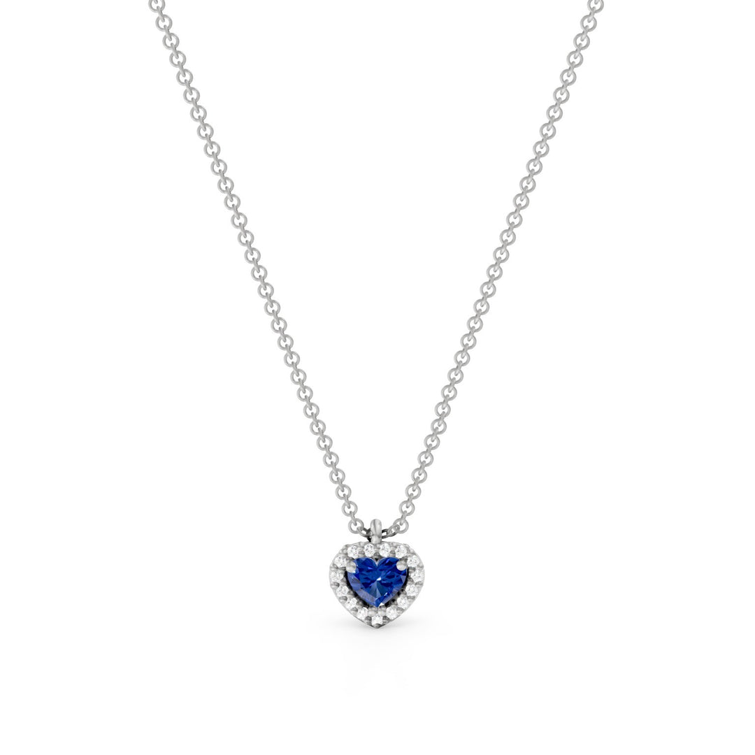 Golay necklace with central sapphire heart with outline PCT003DIZB1C-24304110060