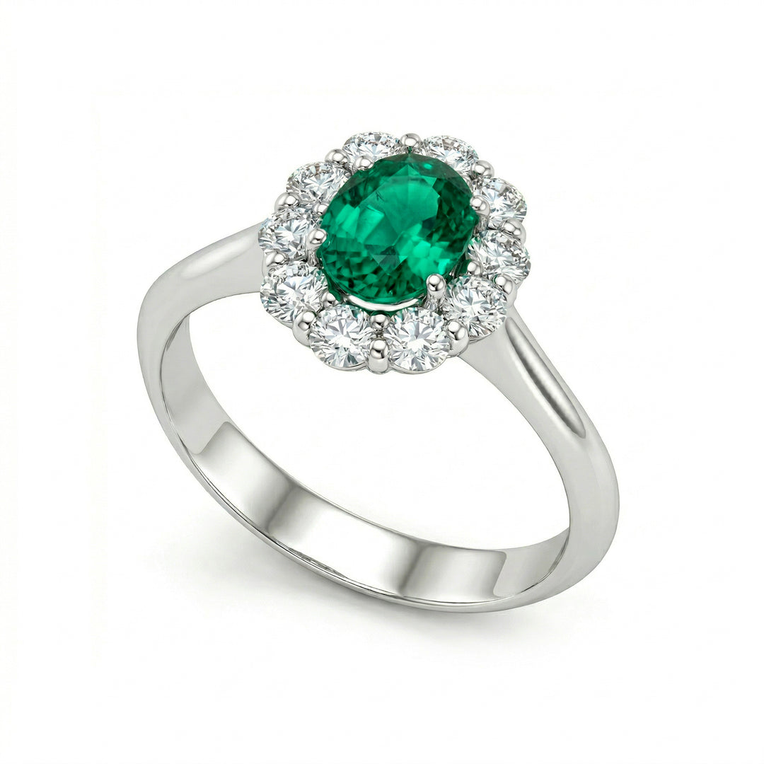 Golay oval emerald ring 7x5 and diamonds ACL045DISM-24241110041