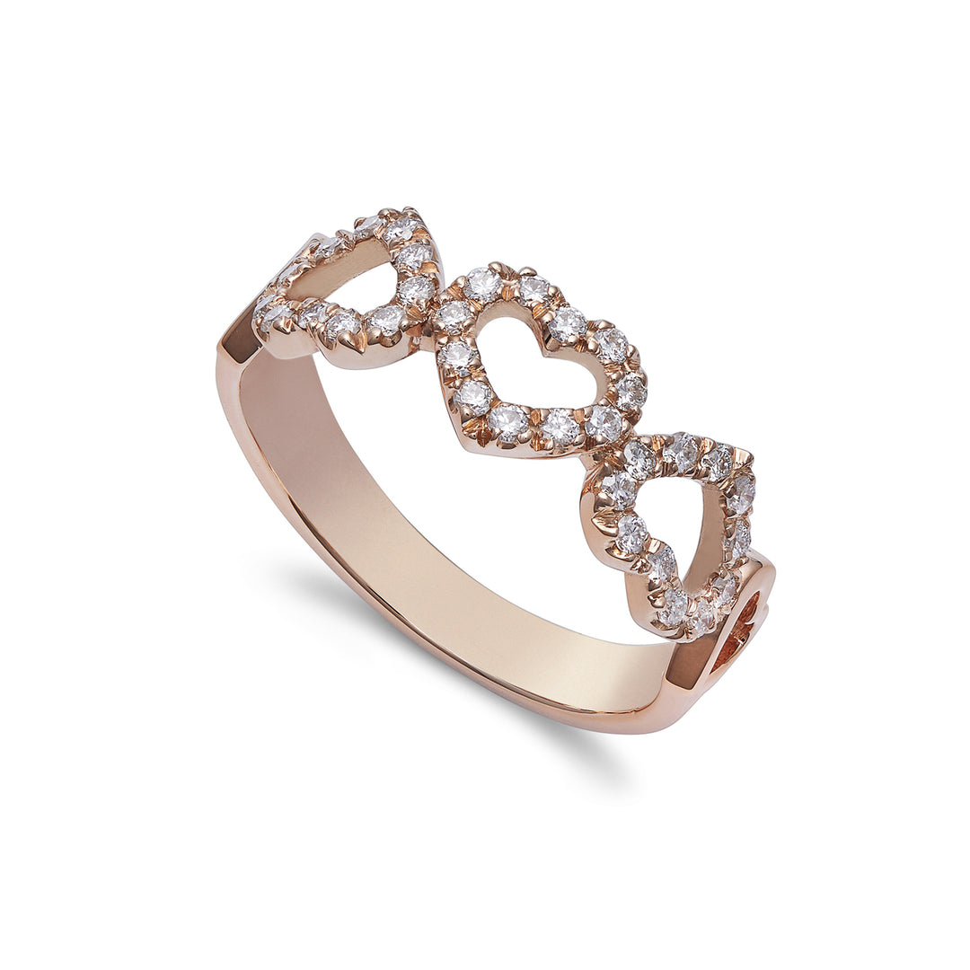 Golay love me ring with five hearts set in pave&