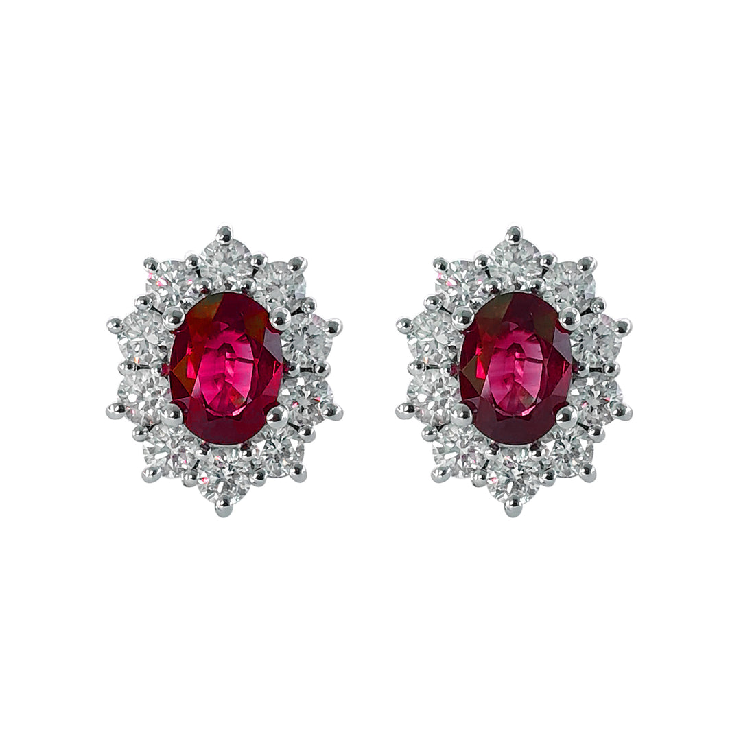 Golay earrings with 6x4 rubies and diamond outline OCLC102DIRU64-25252110352