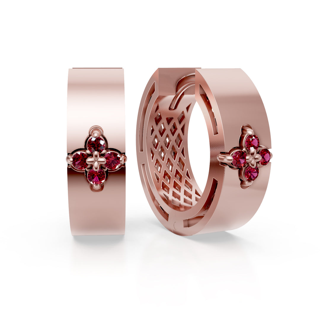 Golay small pink satin ruby circle earrings OFFI04RUSR16