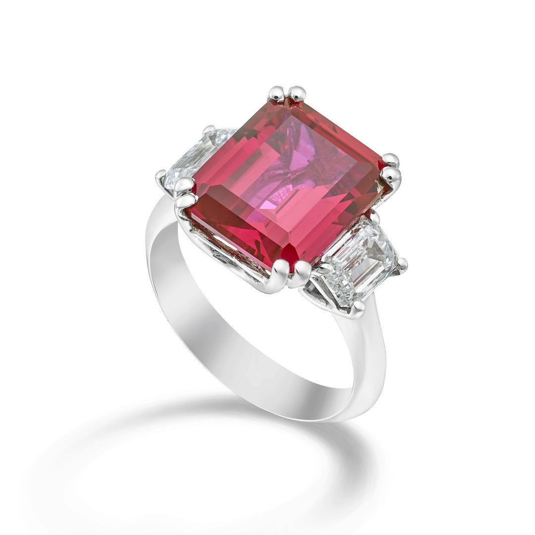 X-Diamond ring xd 750 gold with lgd emerald and recreated ruby