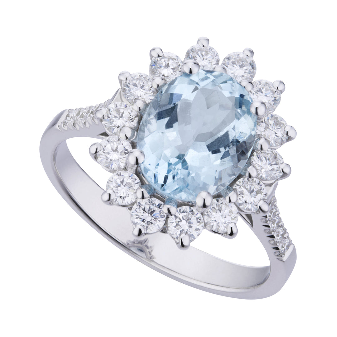 World Diamond Group oval aquamarine ring 8x6 and diamond outline ACLC056DIAQ2-22040110048