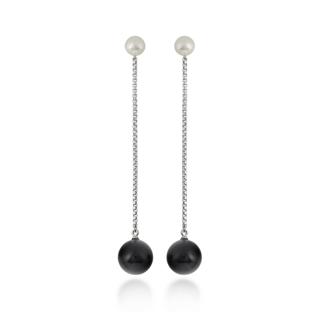 Mikiko or ag925 fw bot 7,5/8 agglomerate of black onyx 10mm MO7635A4ONICE