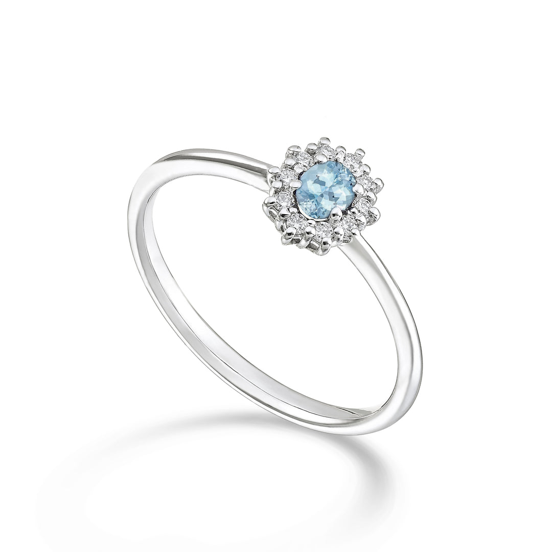 Nihama an 18k oval aquamarine 4x3 ct.0,14 diam. ct.0.08 NA5166O4AM