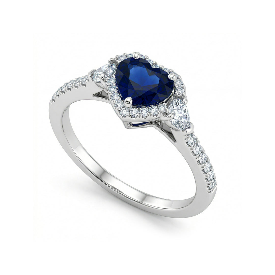 Golay heart-shaped diamond and sapphire ring 6x6 with drops ACLC109DIZB66-22035110106