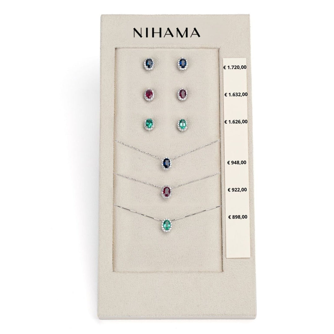 Nihama package cl 5059 + or 5038 18kt oval 6x4 sapphire, ruby ​​and emerald nat. N.LIGHTBOX.13-N