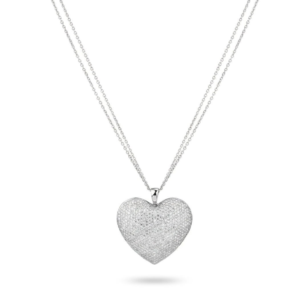 Golay pave heart pendant with double rolo chain GHGP2617-23307110003