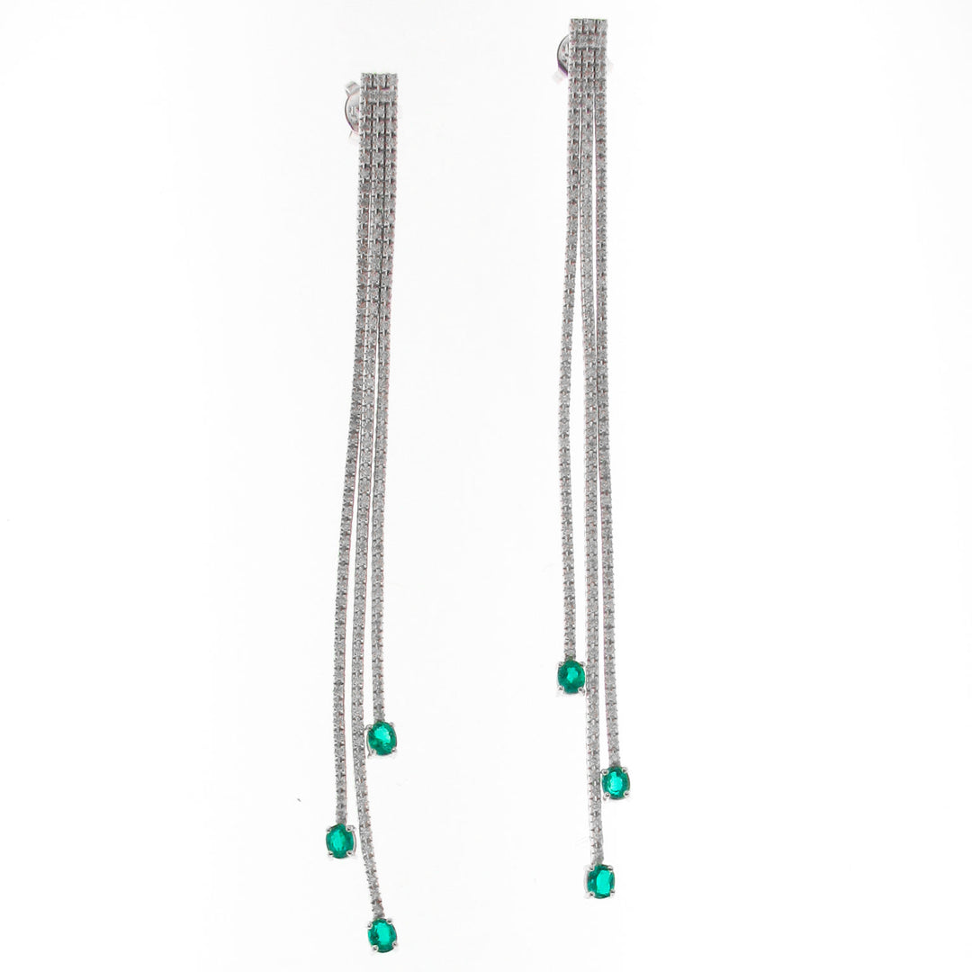 Golay tennis earring 3 rows + emerald ovals 9 cm OCR3F9E-12013110008