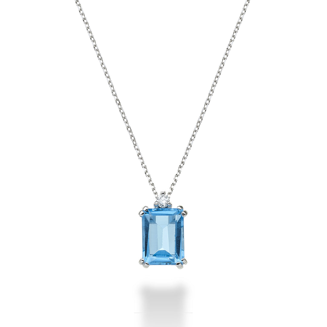 Nihama cl 18k octagonal blue topaz 8x6 ct.2,10 diam. ct.0,03 NPCL090DITPAZ3O4