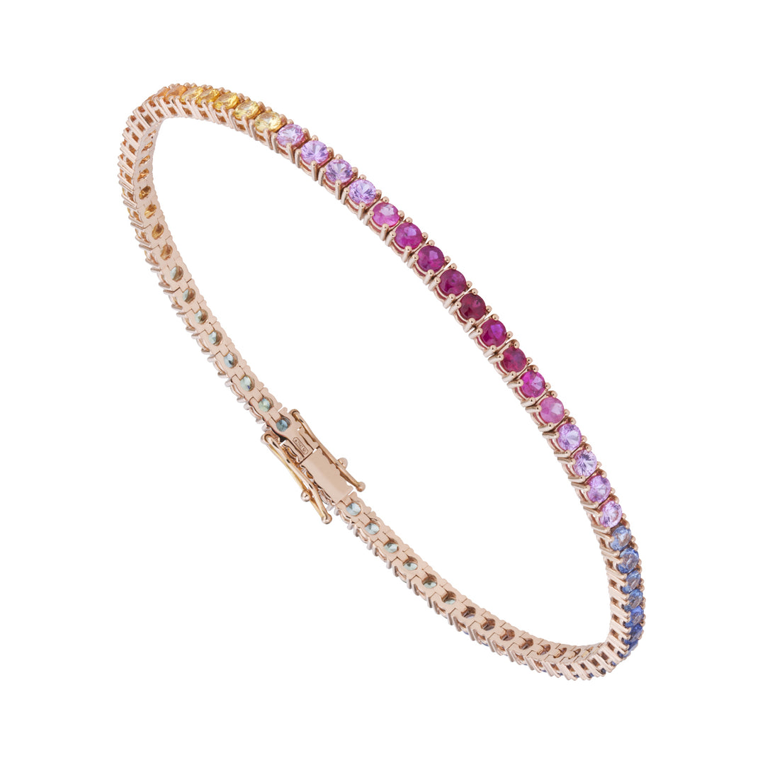 World Diamond Group 9k gold multicolor sapphire wire tennis bracelet BTF001ZBMC2-375-25042110051