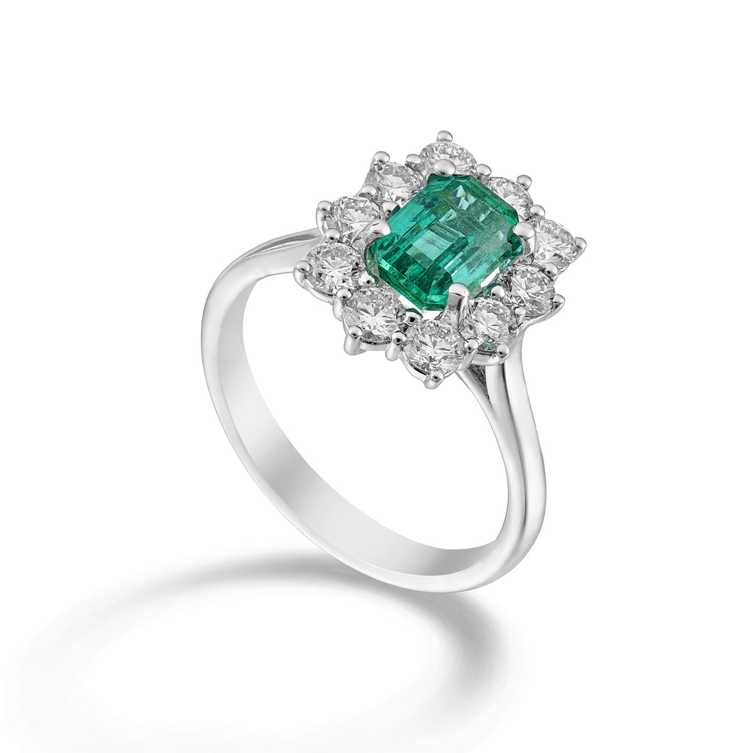 Golay octagonal emerald ring 7x5 contour 10 stones ACLC488DSM75-24242110064