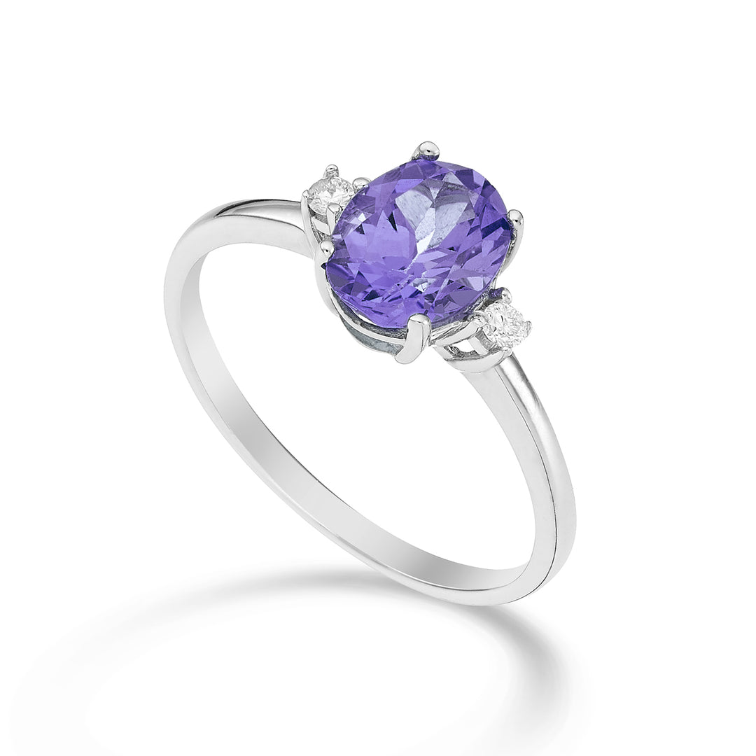 Mikiko an 18k oval amethyst 8x6 ct.1,10 diam. ct.0.05 MA5074O4AMET