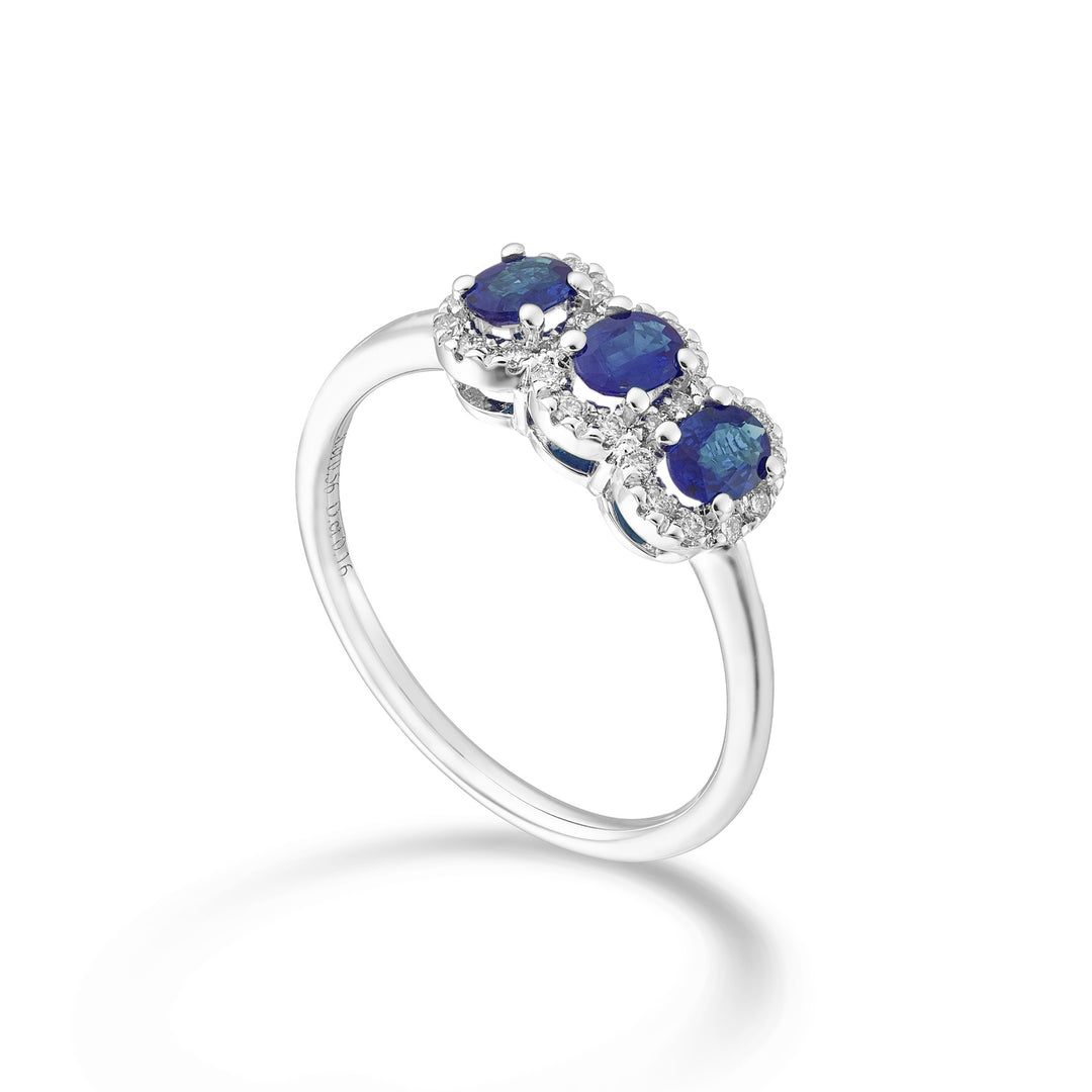 Nihama an 18k sapphire trilogy nat. oval 4x3 ct. 0.60 diam. 0.16 ct NA5194O4ZBN43