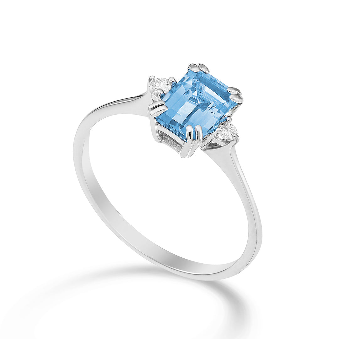 Nihama an 18k octagonal blue topaz 7x5 ct.1,20 diam. ct.0,05 NACL090DITPAZ2O4