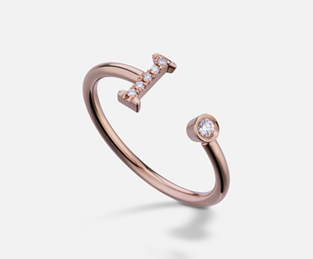 Golay an 9k letter i big rose gold diam. ct.0.05 GAFID2R3
