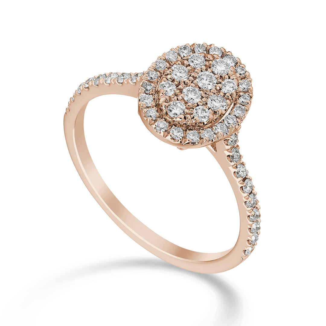 Golay oval multistone ring and recessed shank. rose gold AMPC002DIR-23088110031