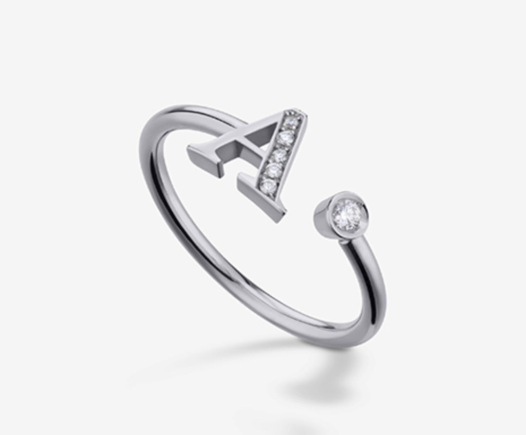 Golay an 9k letter a big white gold diam. ct.0.06 GAFAD2R4