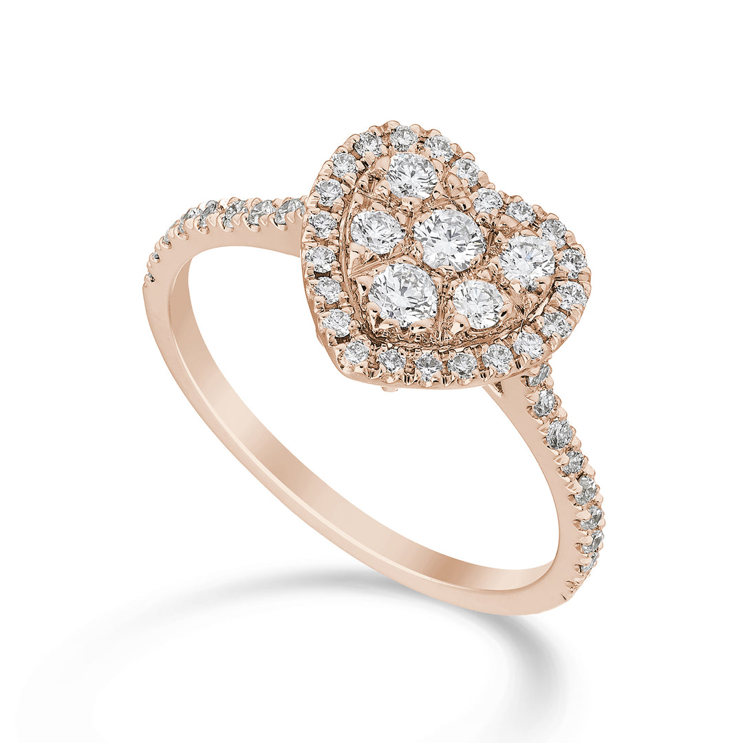 Golay multi-stone heart ring, rose gold embedded shank AMPC003DIR-23095110029
