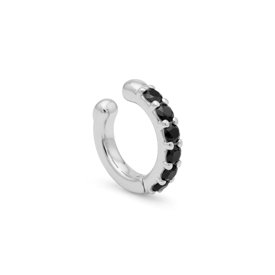 Nihama or ear cuff 9kt spring with six black diamonds, in white gold NXDOEC780R4BK030