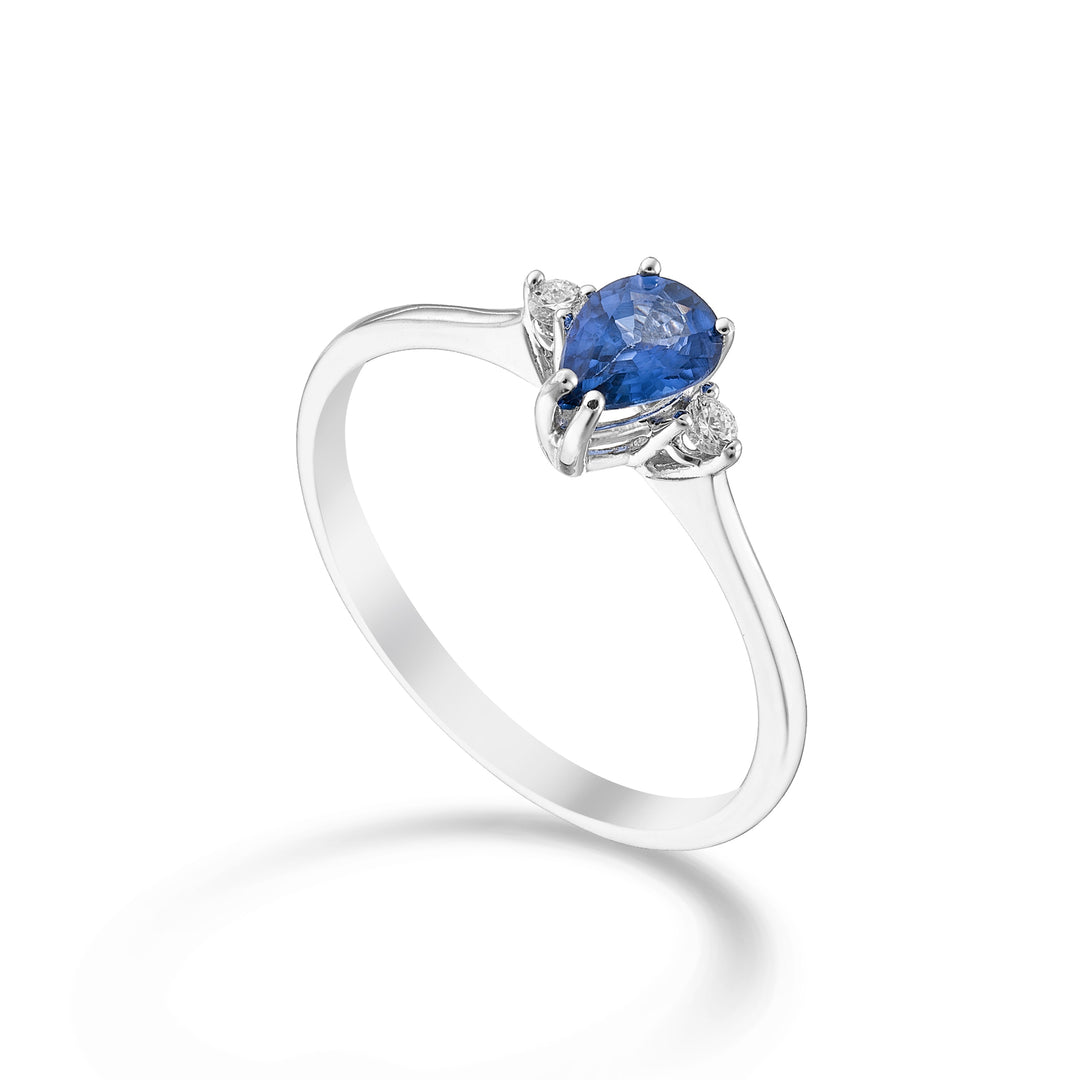 Mikiko an 18k sapphire drop 6x4 and side diamonds MA5217O4ZFD