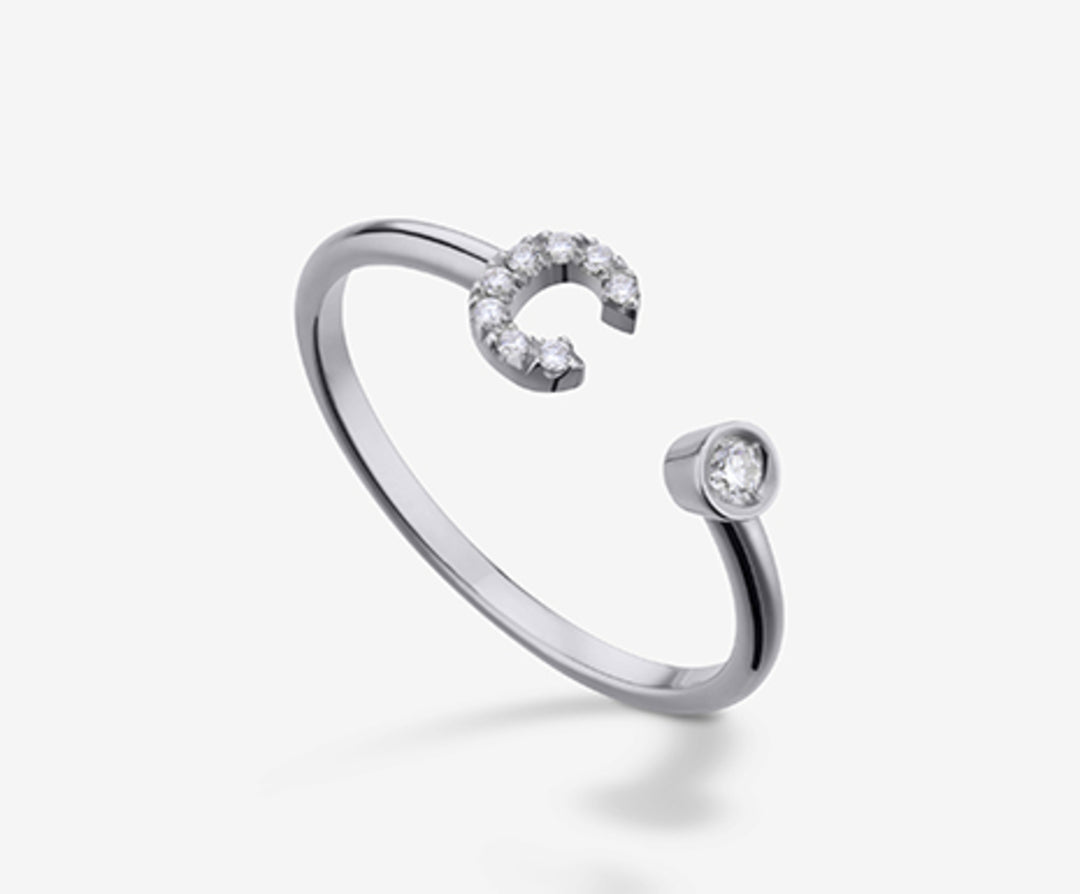 Golay an 9k letter c small white gold diam. ct.0.07 GAFCD1R4