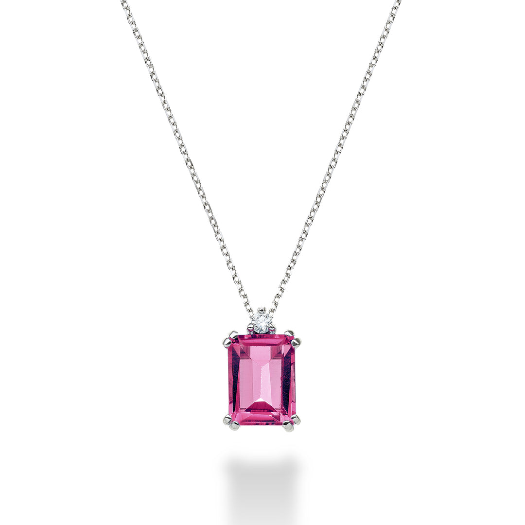 Mikiko cl 18k octagonal pink topaz 8x6 ct.1.90 diam. ct.0,03 MPCL090DITPPK3O4