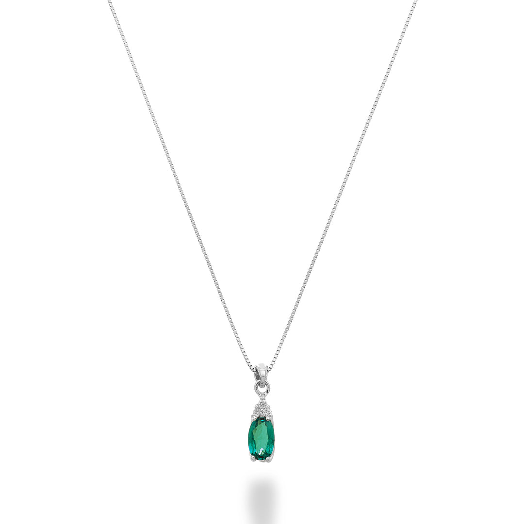 Nihama cl 9k oval emerald 5x3 with three diamonds ND5187R4BE