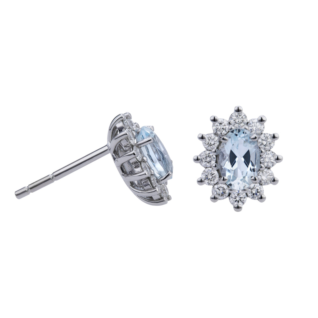 World Diamond Group oval aquamarine earrings 4x6 diamond outline OCL020DIAQ-21042110005