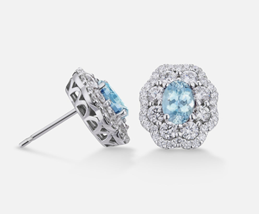 Nihama or 18k oval aquamarine 6x4 ct.0.60 dia ct.1.26 NO5036O4AM