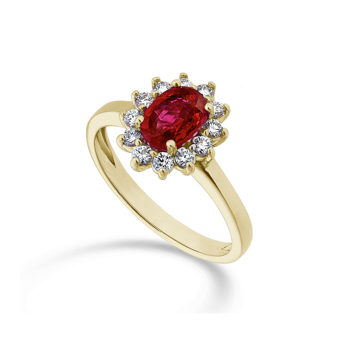 Nihama an 18k oval ruby ​​7x5 yellow gold 0.90 ct diam. 0.30 ct NA5094O1RBC