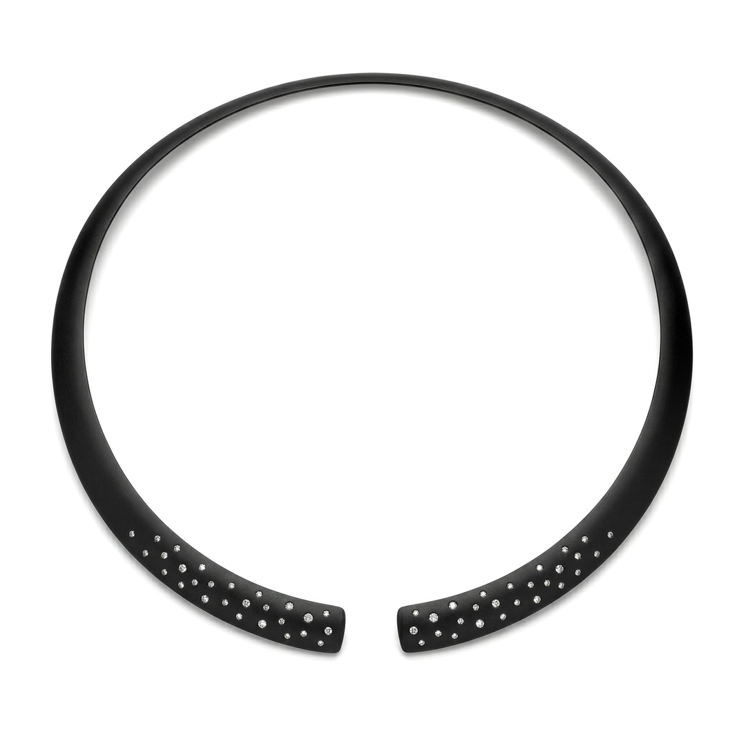 Golay necklace in black titanium and diamonds on the opening, starry effect GD019DINE