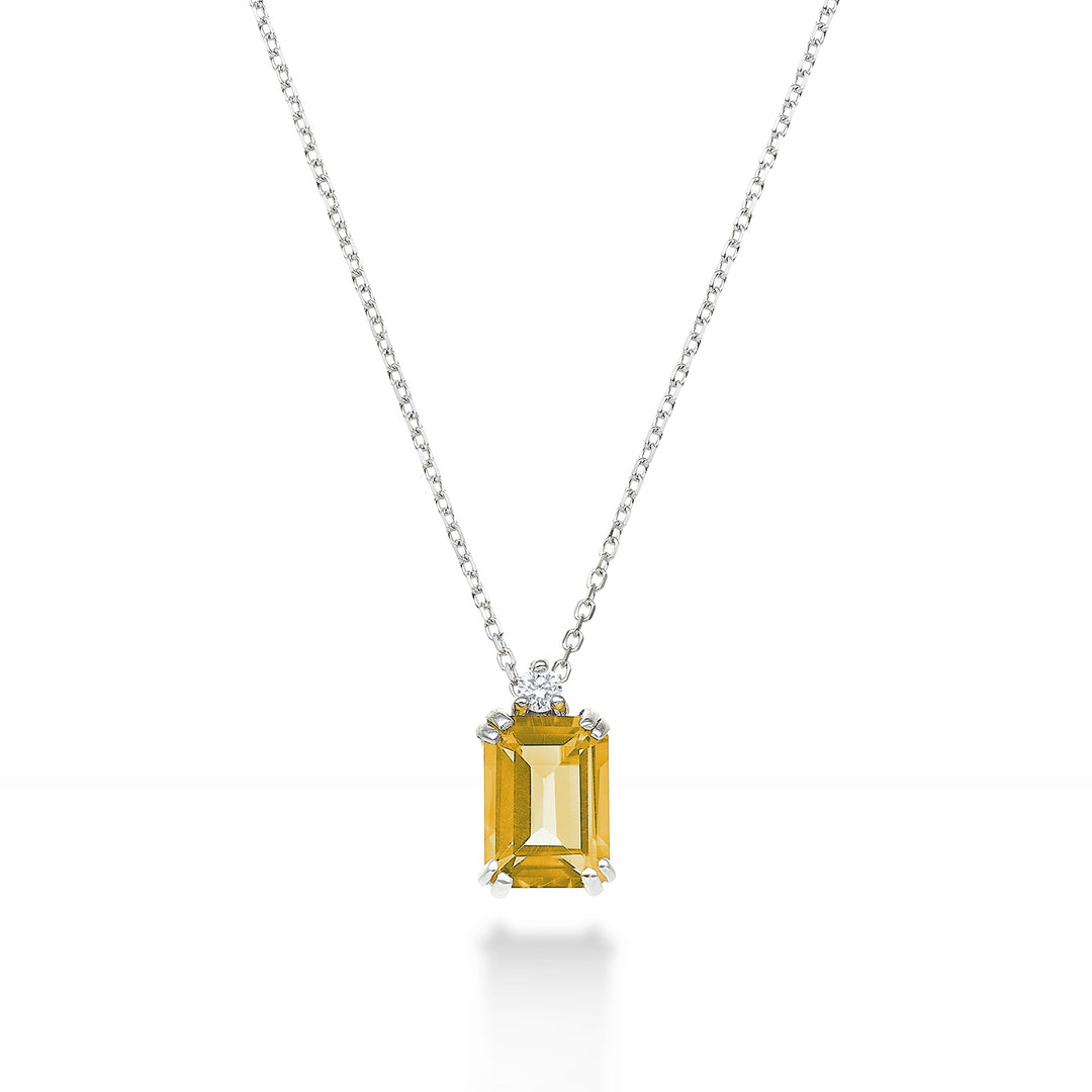 Mikiko cl 18k octagonal citrine 7x5 ct.0.85 diam. ct.0,025 MPCL090DICITR2O4