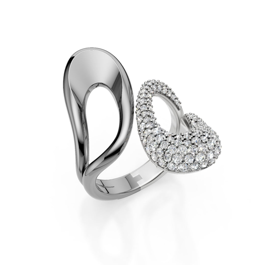 Golay two-tone black and white ring, pave&