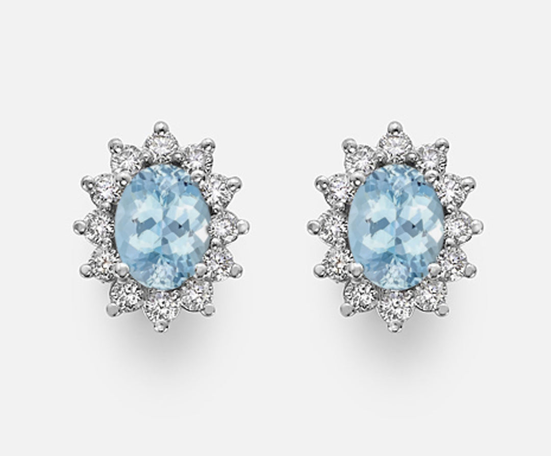 Mikiko or 18k oval aquamarine 7x5 ct.1,00 diam. 0.60 ct MO5031O4AM