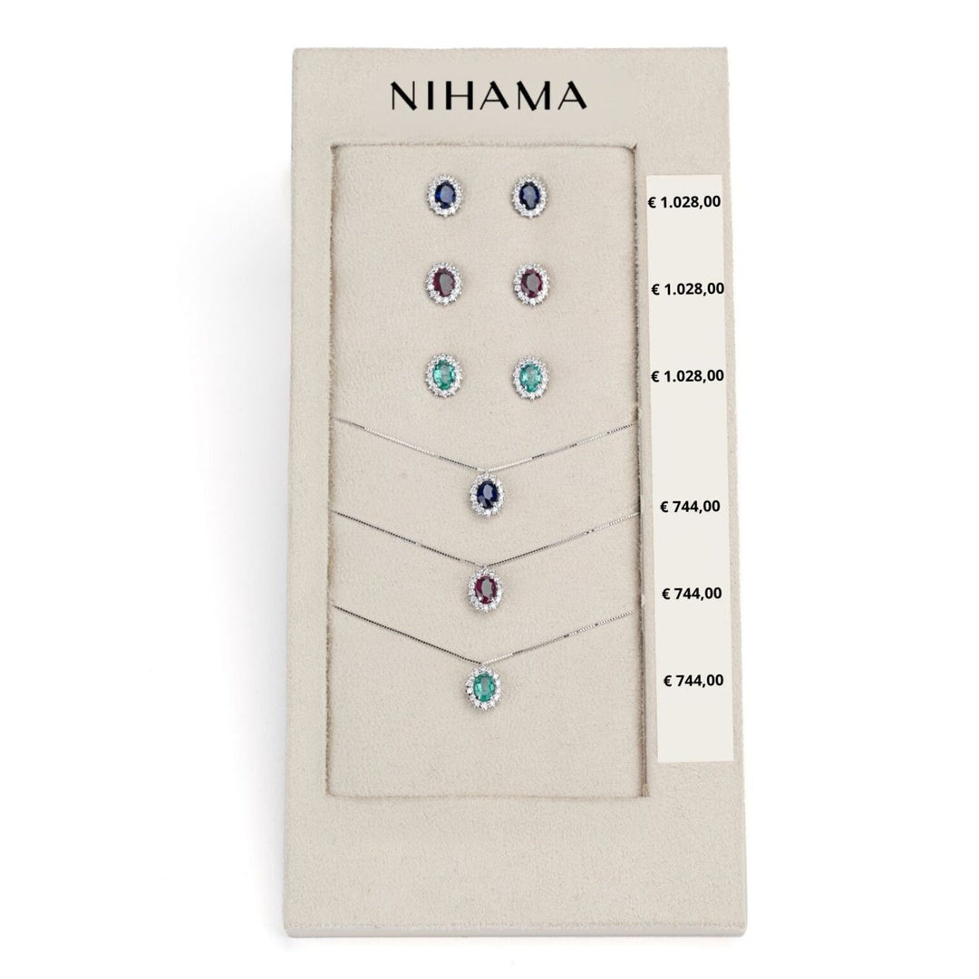 Nihama package cl 5086 + or 5068 18kt oval 6x4 sapphire, ruby ​​and emerald tr. N.LIGHTBOX.16-T