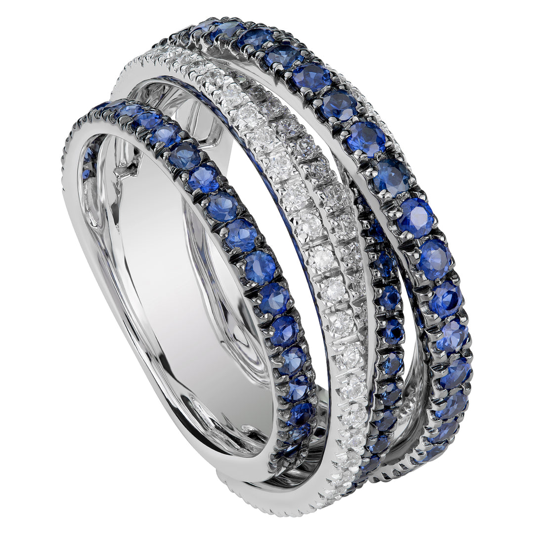 Golay pave diamond and sapphire intertwined ring APV020DIZB4-18026110157