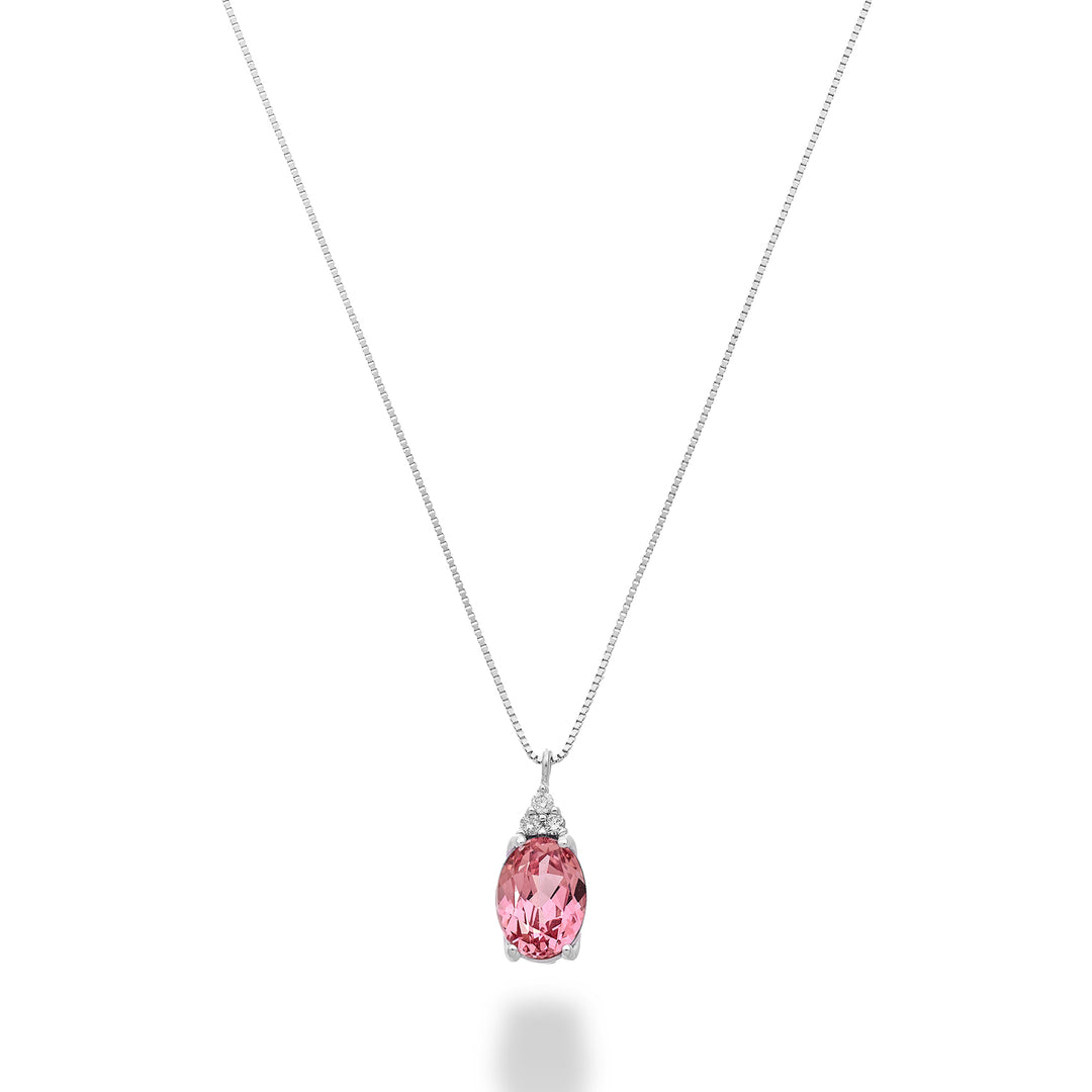 Mikiko cl 18k oval pink sapphire 7x5 with three diamonds MD5189O4ZFRP