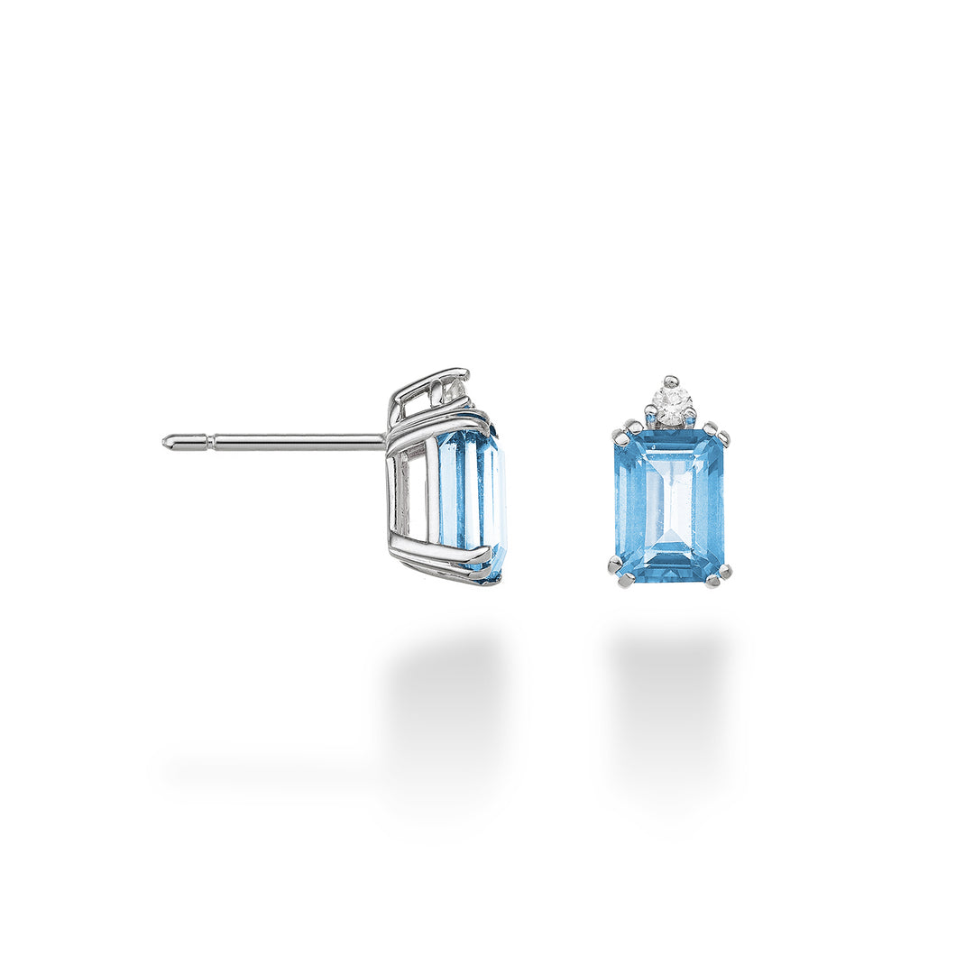 Mikiko or 18k octagonal blue topaz 7x5 ct.2.40 diam. ct.0,05 MOCL090DITPAZ2O4