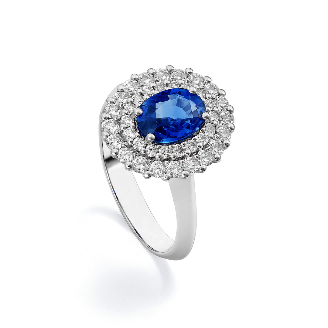 Golay ring with 7x5 oval sapphire and double contour ACLC128DIZB57-22192110062