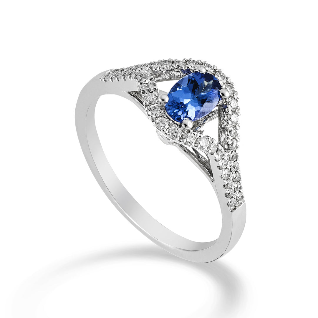 Golay oval tanzanite ring 6x4 and diamond outline ACLC136DTZ64-22329110026