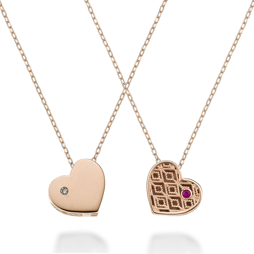Mikiko cl 18k small heart one side polished rose gold diam. 0.005 ct ruby 0.005 ct MDCUOREPLO3