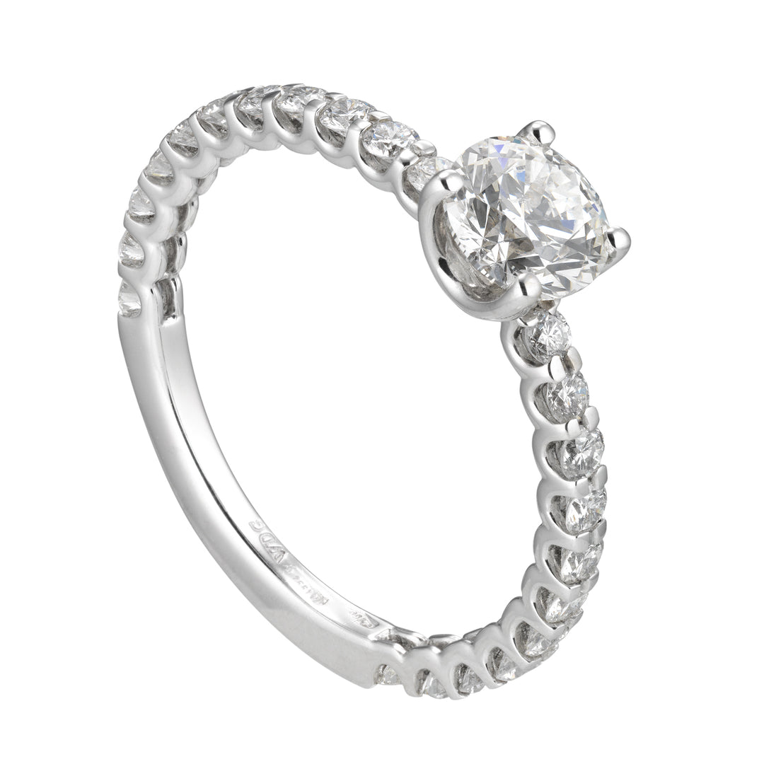 Golay solitaire ring with diamonds set on the shank AB2149-070-21349110029
